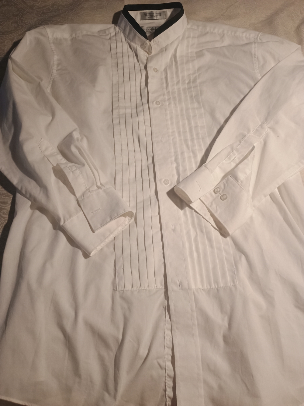 Michaels White Dress Shirt with Black Contrast Trim